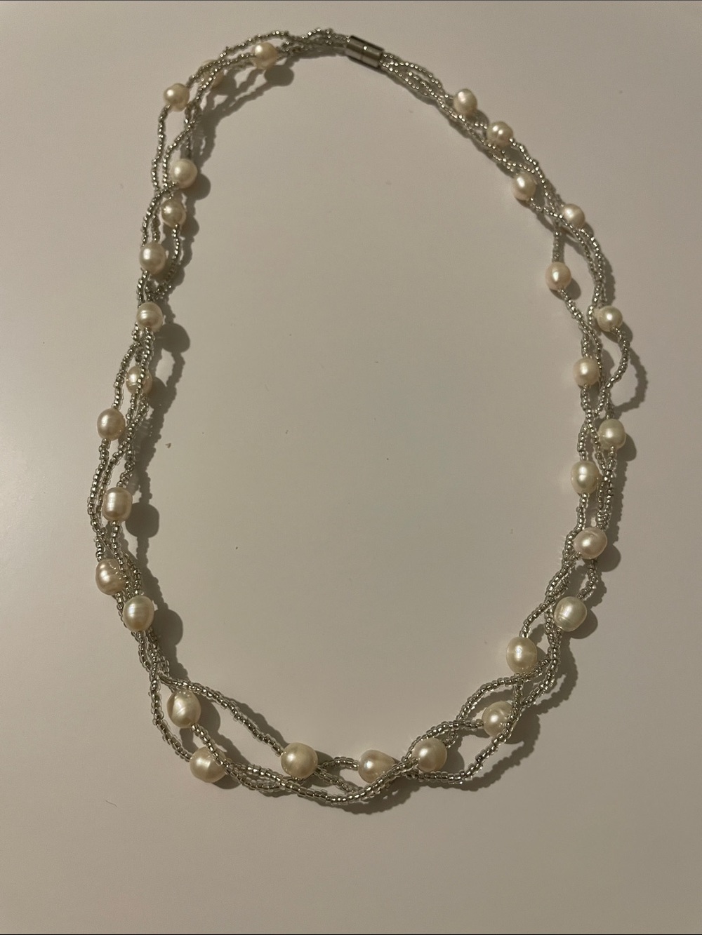 Pearl and Silver-Tone Multi-Strand Necklace